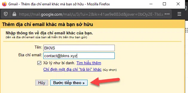 Nhập địa chỉ email khác
