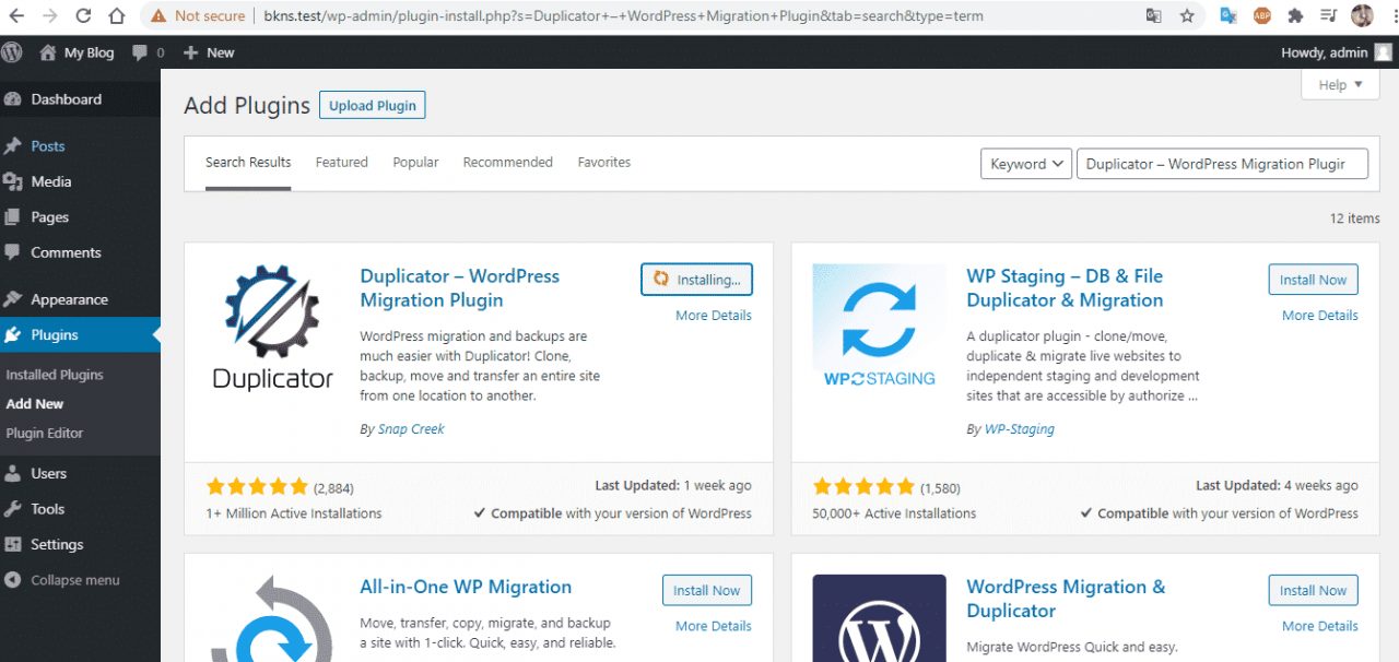 Cài đặt plugin Duplicator