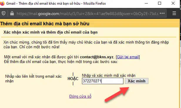 Nhập mã và thực hiện xác minh