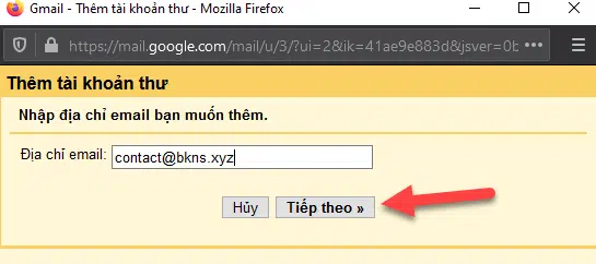Nhập địa chỉ email khác