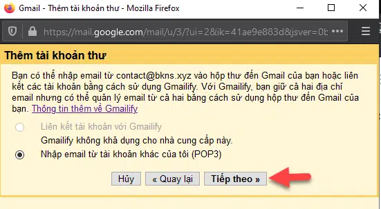 Chọn Nhập email từ tài khoản khác của tôi