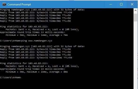Kiểm tra domain đã trỏ về đúng IP của Hosting hay VPS chưa