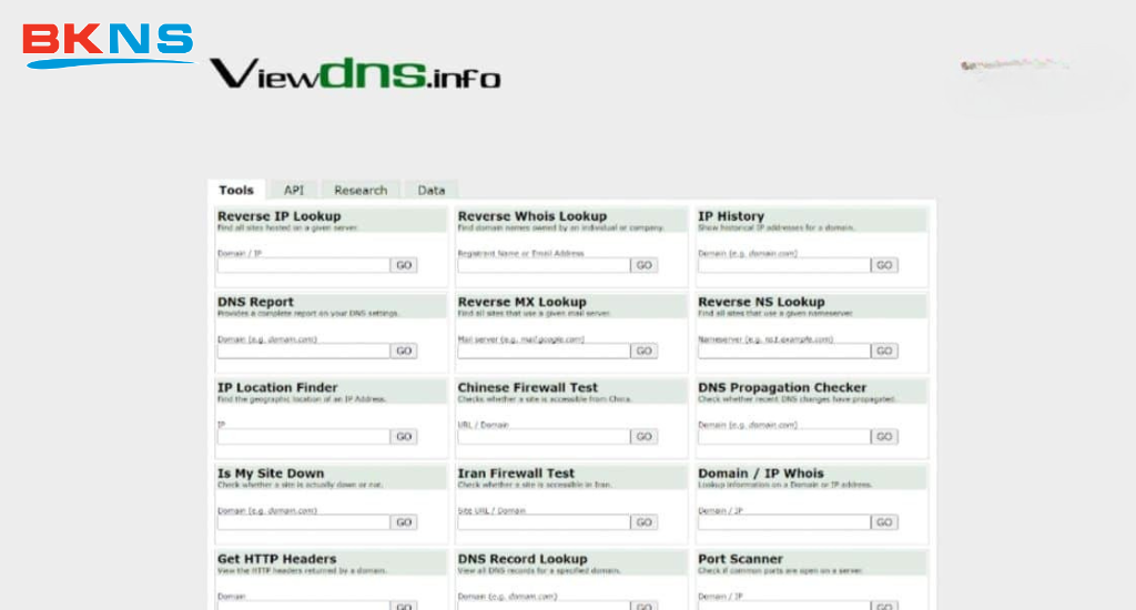 Truy cập trang web Viewdns