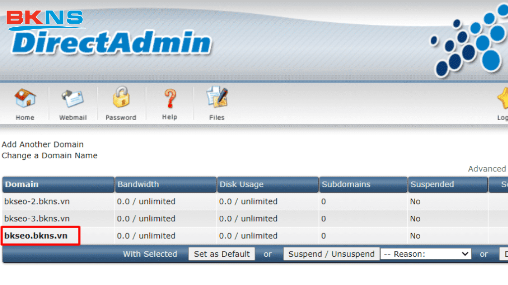 Chọn tên miền cần thay đổi địa IP