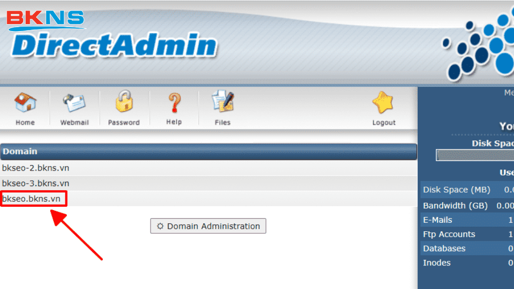 Click chọn tên miền bất kỳ