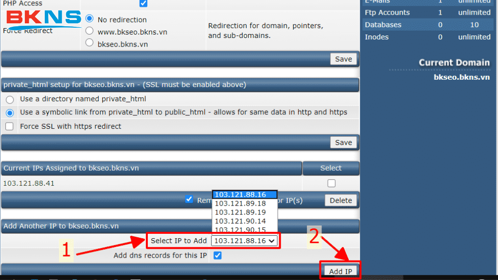 Chọn IP và nhấn Add IP