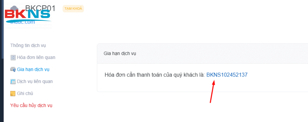 Click vào hóa đơn cần thanh toán