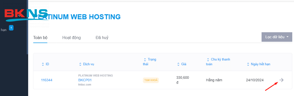 Xem các hosting cần thanh toán