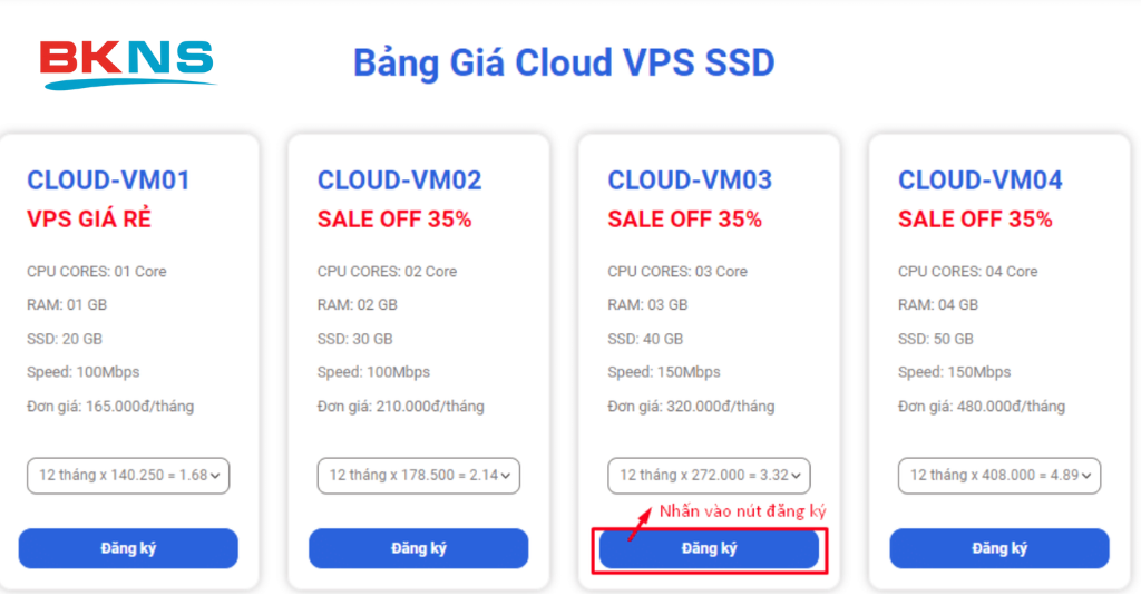 Có nhiều gói đăng ký VPS khác nhau