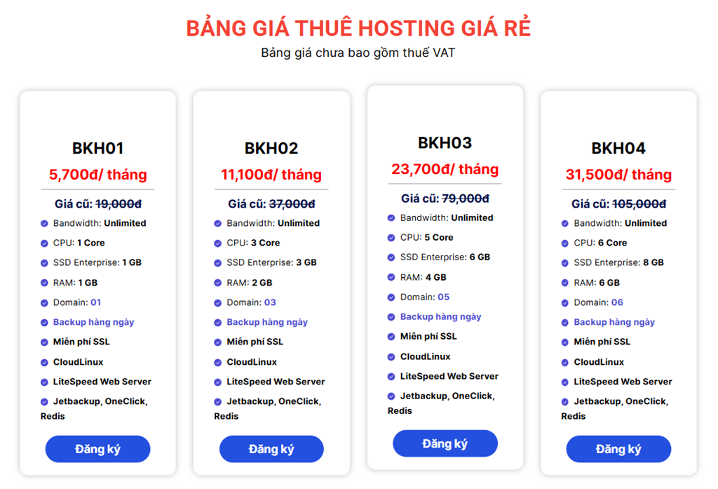 Báo giá gia hạn Hosting tại BKNS