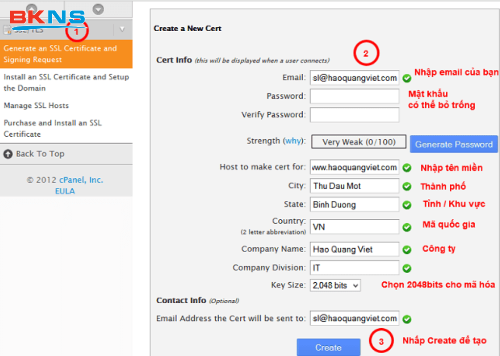 Các bước để tạo mã CSR Online
