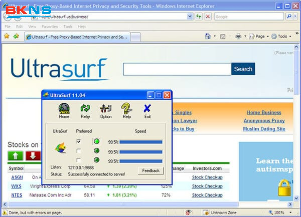 Phần mềm Fake địa chỉ IP UltraSurf