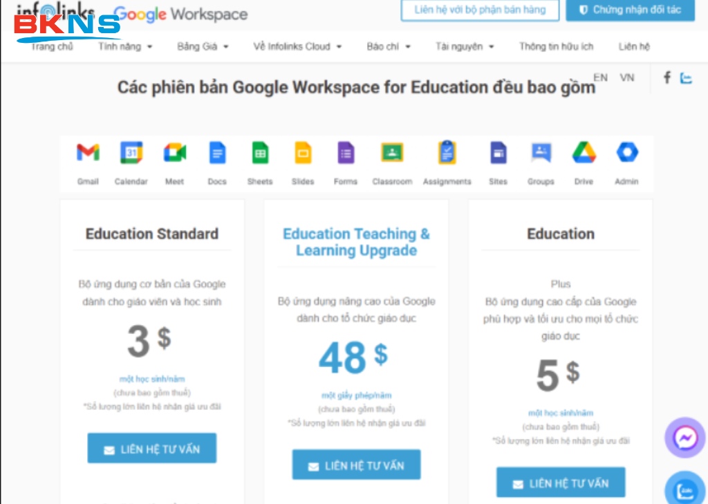 các phiên bản google workspace for education
