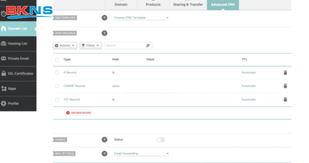 Đăng nhập vào trang quản lý DNS của tên miền