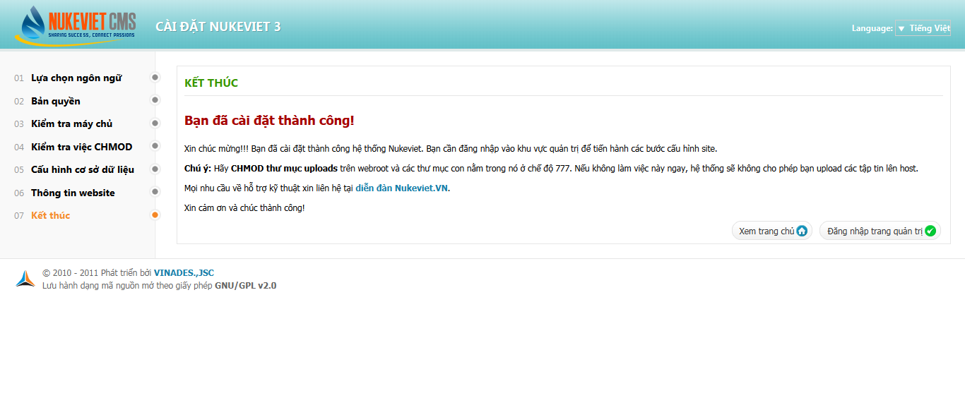 Hướng dẫn Upload và cài đặt NukeViet lên host.
