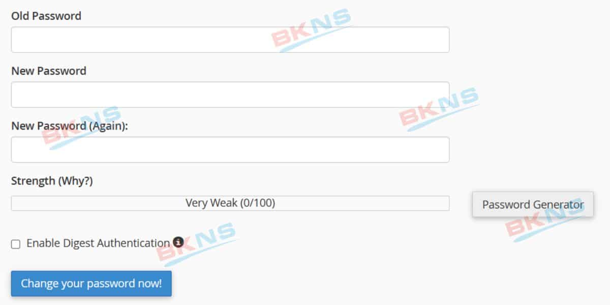 Các trường thay đổi mật khẩu
