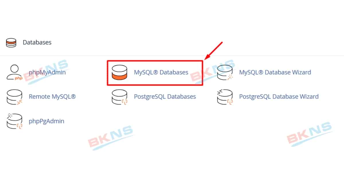 Chọn MySQL® Databases