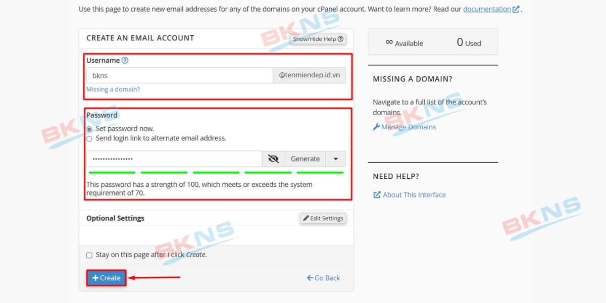 Nhập tài khoản email và password
