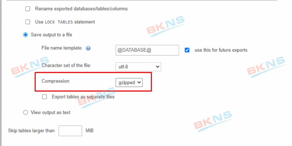 Trong mục Compression lựa chọn Gzipped