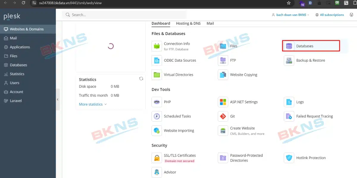 Chọn Databases