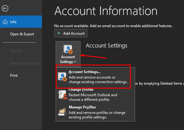 Chọn Account Settings