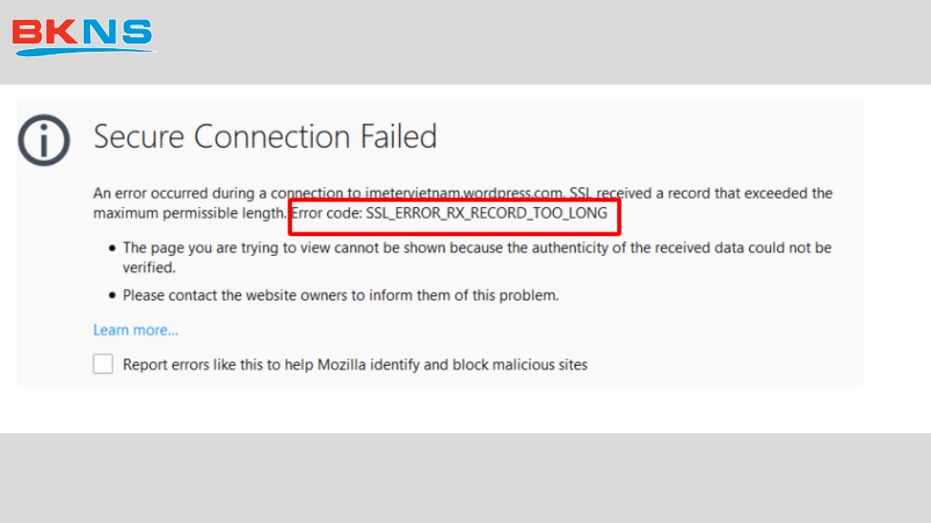 Lỗi SSL_ERROR_RX_RECORD_TOO_LONG