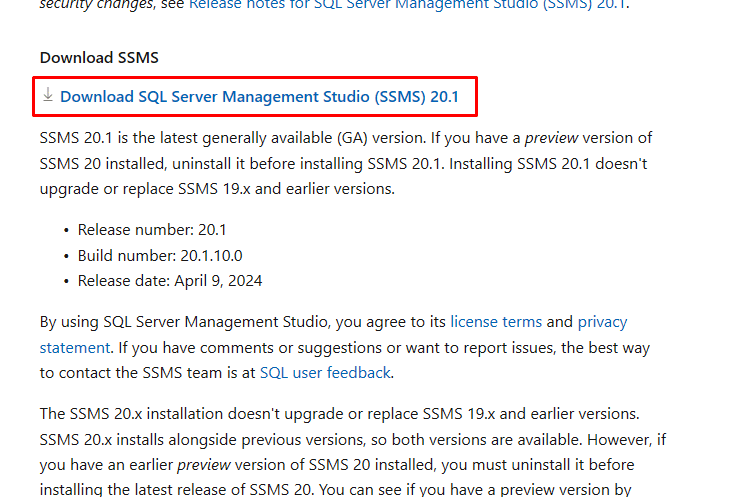 Tìm đến mục Download SSMS, tải từ link như hình