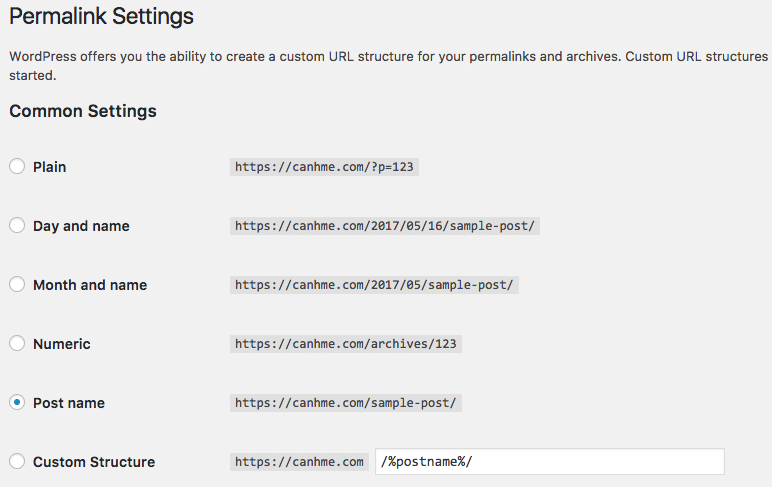 Thay đổi Permalink