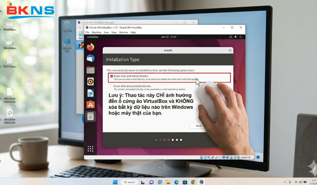 Màn hình Erase disk and install Ubuntu