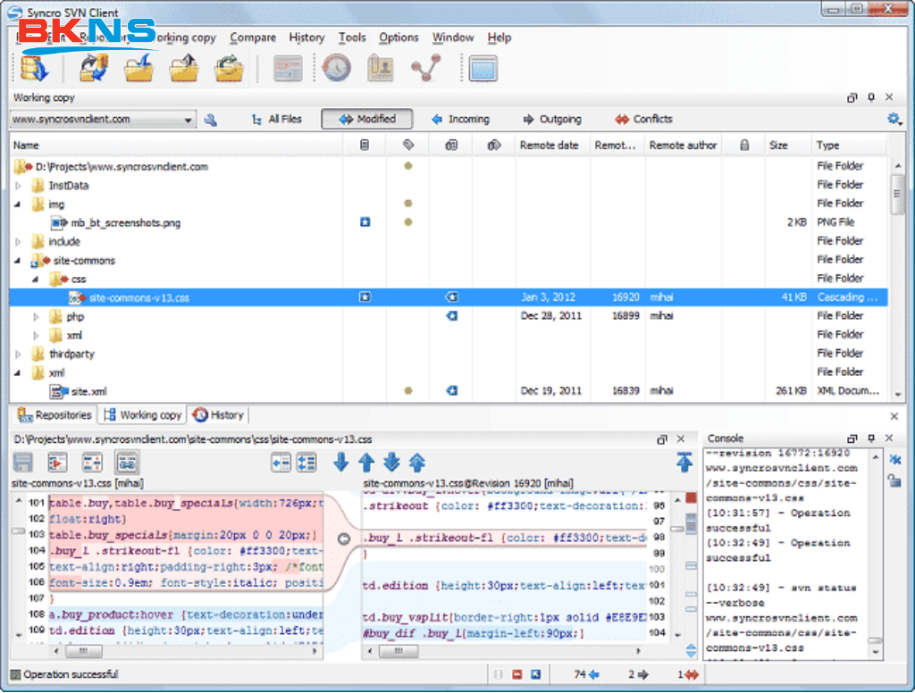 SVN có một mục tiêu chuẩn để thêm, xóa, sao chép hay đổi tên tập tin trên các thư mục