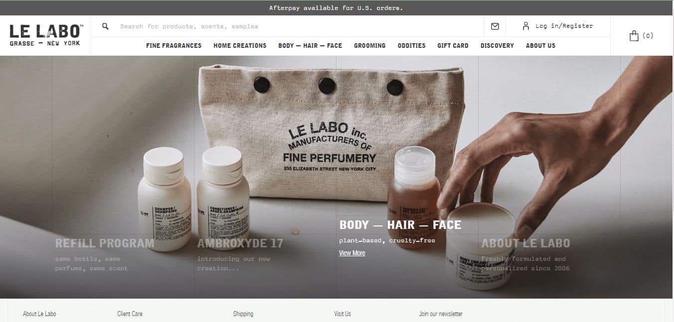 Ví dụ website thương mại điện tử bán hàng: thương hiệu nước hoa Le Labo