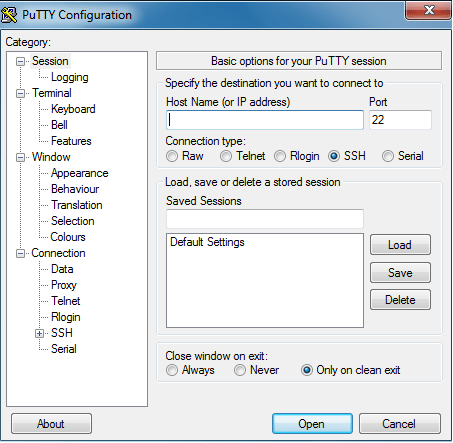 Mở chương trình PuTTY vừa tải về để cài đặt