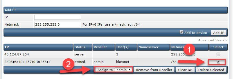 Gán IPv6 cho reseller là admin
