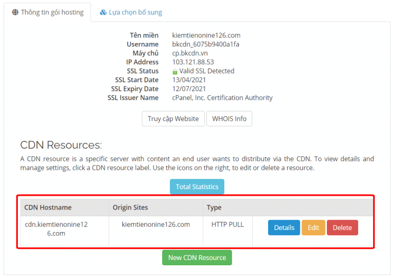 Hướng dẫn tạo CDN Resource tại BKNS