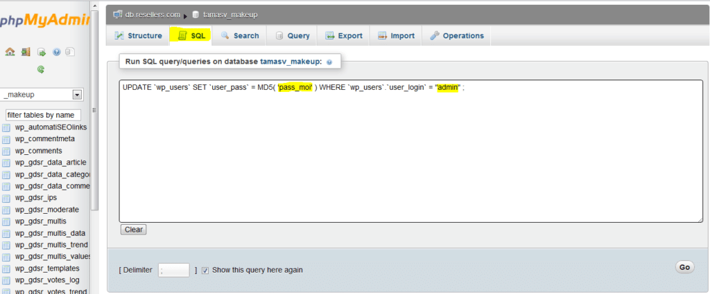 Trên màn hình xuất hiện 1 text box để bản nhập câu lệnh SQL