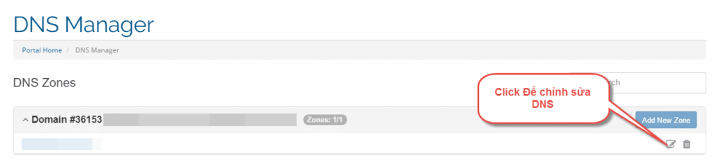 Bấm tên miền cần chỉnh sửa để chỉnh sửa DNS