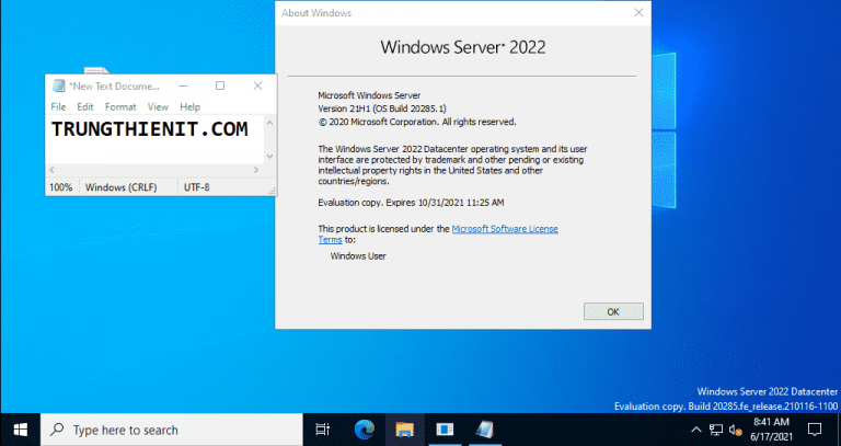 Hướng dẫn cài đặt Windows Server 2022 trên VMware workstation 16 pro