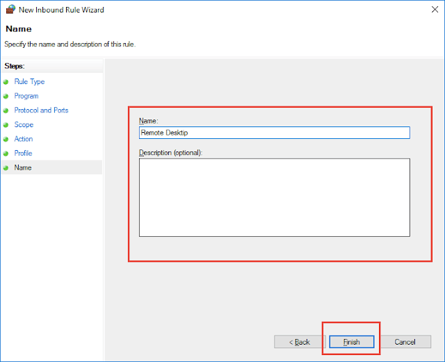 Hướng dẫn bật Firewall và mở port cho Remote Desktop trên Windows.