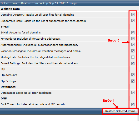 Hướng dẫn cách backup và restore Hosting Linux DirectAdmin