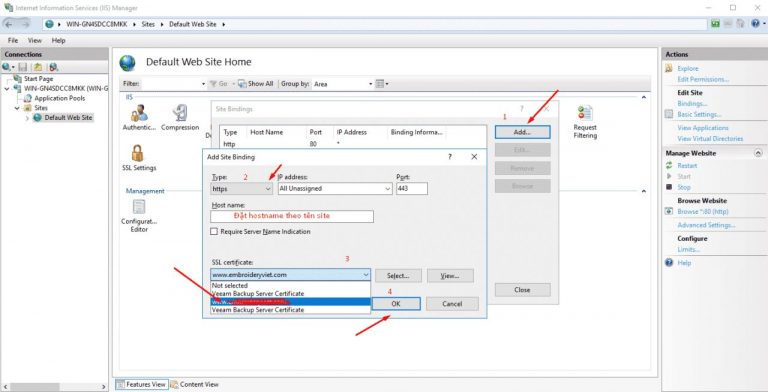 Hướng dẫn cài đặt SSL cho IIS trên Windows server