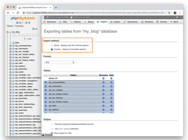 Backup database MySql bằng phpMyAdmin 3