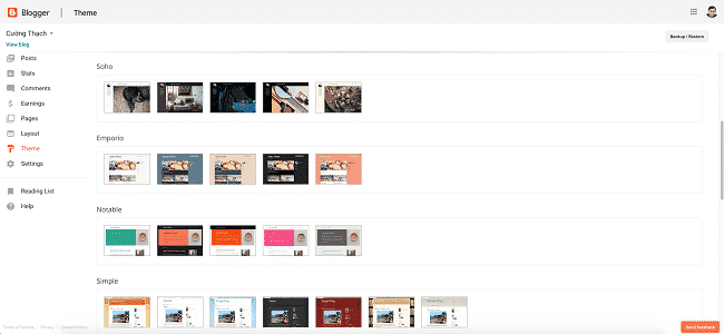 Blogspot có một bộ tiện ích tích hợp