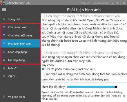 Các tính năng khác của LMT Anti Porn