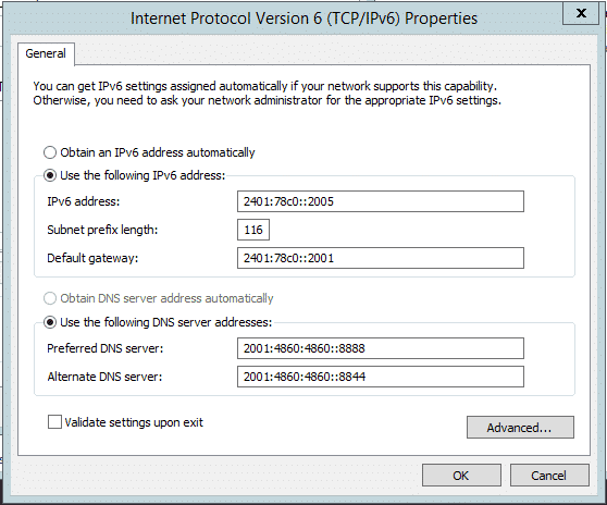 Cách kết nối ipv6