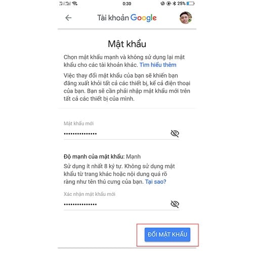 Cách thay đổi mật khẩu email trên điện thoại 3