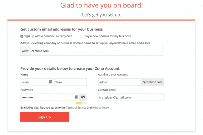 Đăng ký tài khoản Zoho Mail 1