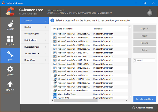 Gỡ bỏ phần mềm không có trong Control Panel Win 10 qua phần mềm của bên thứ ba