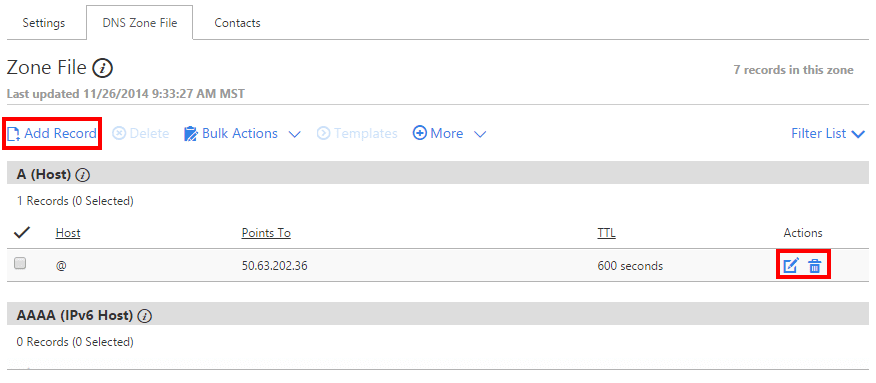 Chuyển qua tab DNS Zone và chọn "Add Record" để thêm giá trị DNS