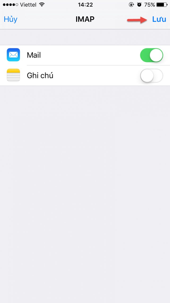 Tài khoản mail mới trên iOS đã được cài đặt thành công