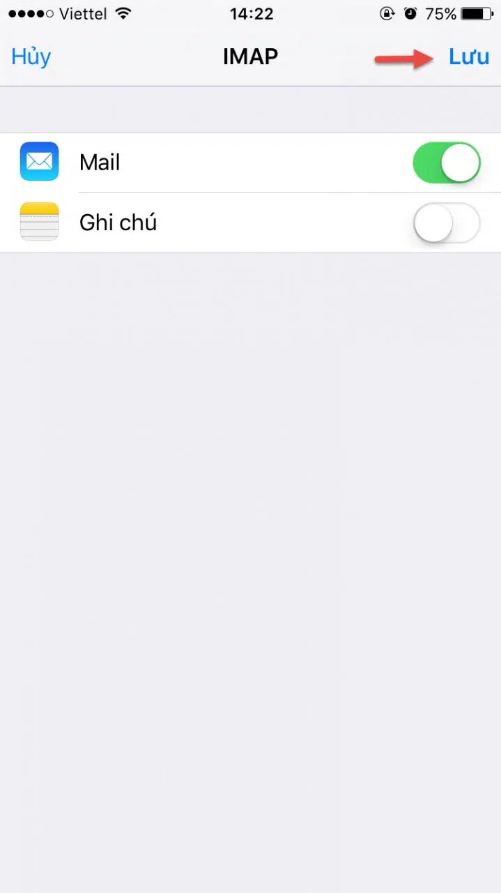 Tài khoản mail mới trên iOS đã được cài đặt thành công